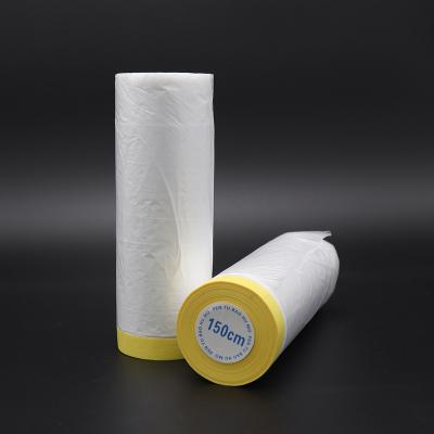 China Wholesale Cheap Price Waterproof White Pre Taped Masking Film Roll For Painting And Decorating for sale