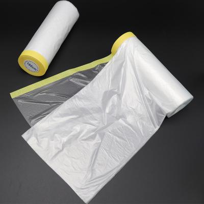 China Good Price Waterproof Indoor Decoration Paint Film Dust Sheet Masking Plastic Sheet With Tape for sale