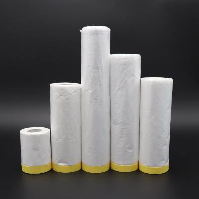 China Waterproof Protective Masking Film Pre-Recorded Film Paper Drop Masking Adhesive Plastic Paint Film for sale