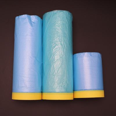 China Waterproof Drape Dust Plastic Protective Sheet Pre-taped Masking Film For Automotive Painting Covering for sale