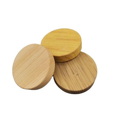 China Non Spill Wholesale Hot Sale Recyclable Bamboo Inner Plastic Lid Cap Wooden Cap 55 Mm Screw Cap for sale