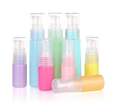 China Non Spill PET Cosmetic Cream Plastic Bottle Colored With Cream Pump Treatment Pump Factory Price 30ml for sale