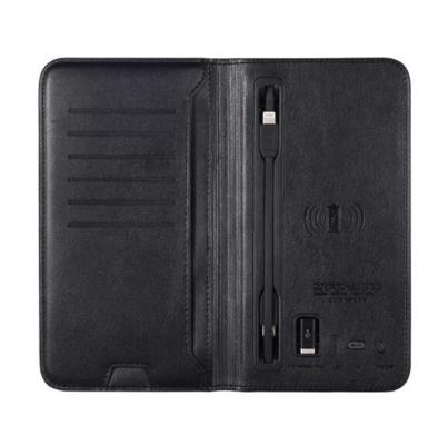 China 6800mah PU leather passport holder wallet power bank wireless charger for sale