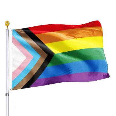 China Health Care Institutes Wholesale Rainbow Banners Indoor Outdoor 100% Polyester Light Flying Lesbian LGBT Flags Progress Pansexual Gay Pride Flag for sale