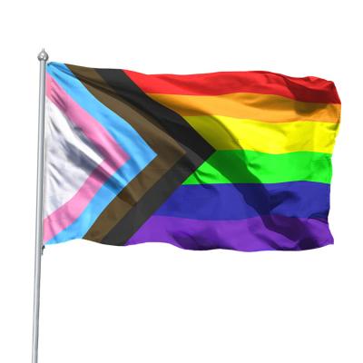 China Health Care Institutes Customized 7 Progress Indoor Outdoor Flying Color Rainbow Flag 150D Polyester Pride Big Gay Flags for sale