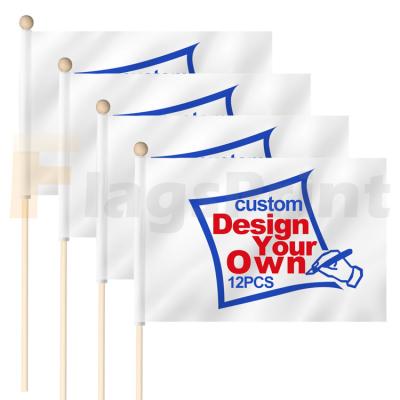 China Health Care Institutes Custom Design Polyester High Quality Supporter Waving Hand Held Flag for sale