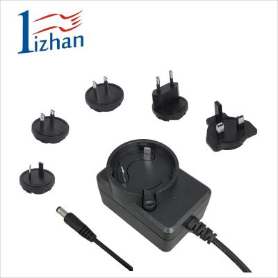 China High quality 12v 24v 1a 1.5a 2a plug in connection power adapter interchangeable power supply LZ0618-012150 for sale