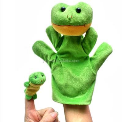 China For Kids Free Sample Cute Cartoon Hand Puppet Baby Kid Animal Toys Finger Puppet Plush Cloth Toy Stuffed Frog Hand Puppet for sale