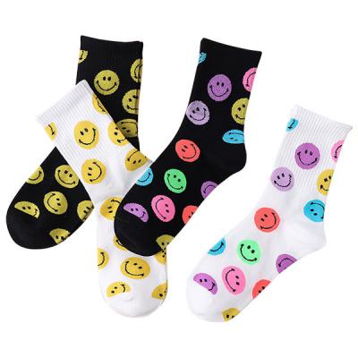 China Spring QUICK DRY Autumn Cotton Women Lady Smile Fashion Smiley Print Cute Socks Korea Face Socks for sale