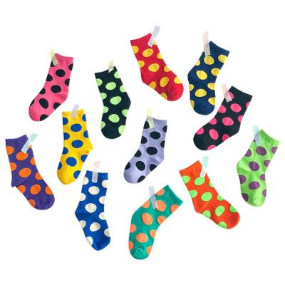 China 1-8Years Kids QUICK DRY Eco Combed Cotton Polka Dots Colorful Children Girls Boys Big Polka Dot Socks for sale