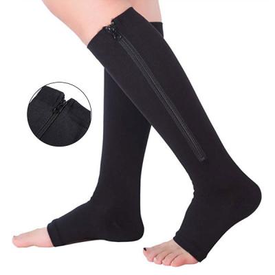 China Skin Color QUICK DRY Women Open Yoga Compression Socks With Zipper for sale