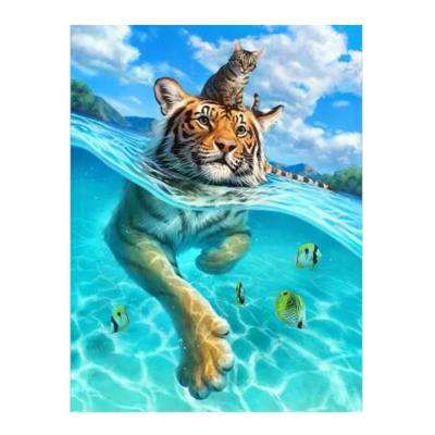 China Wholesale Waterproof+ECO-Friendly custom ab drills 5d diamond paintings home decor wall art square round animal cat and tiger diamond painting for sale