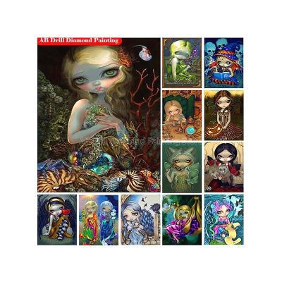 China Waterproof+ECO-Friendly OEM factory wholesale cartoon girl ab drills high-end short custom 5D Diamond Painting Kit For Kids Fiber Round Square Diamonds for sale