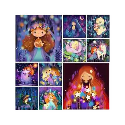 China Wholesale Custom Short Girl Diamond Painting Kids Gift Waterproof+ECO-Friendly Fiber Canvas AB Diamond Painting Full Drill 5D Diy Home Decor Cartoon Girl for sale