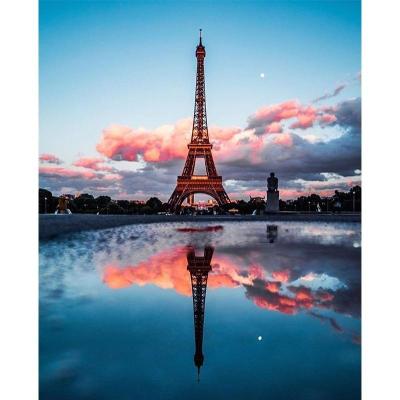 China Wholesale Custom Europe Eiffel Tower Landscape Stitch Kit Embroidery Home Decoration Wall Art Europe Landscape Cross Stitch Kits for sale