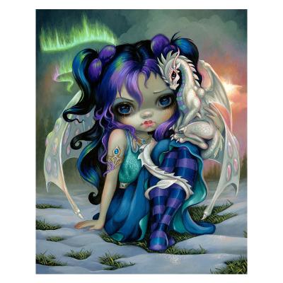 China Wholesale custom small cross stitch kits diy home cartoon art girl embroidery price Europe stitch kit and dragon decoration wall for sale