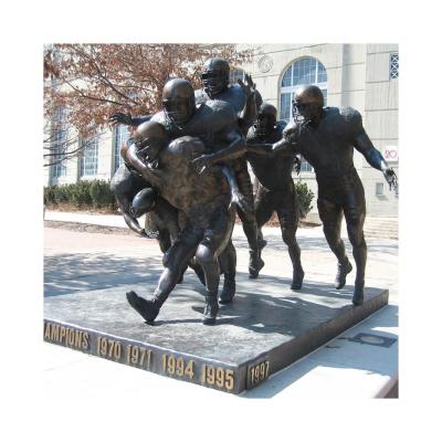 China Europe Sport Solidarity Bronze Metal Garden Football Player Statue for sale