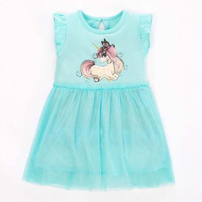 China Breathable European American Style Summer Gild Kids Short Sleeve Tulle Skirt Dresses for sale