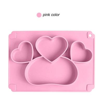 China BPA Free Cute Heart Design Silicon Baby Dish Suction Bottom for sale