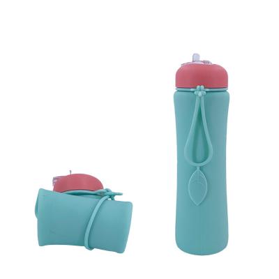 China 600ML BPA Silicon High Quality Collapsible Free Custom Viable Food Grade Collapsible Water Bottles for sale