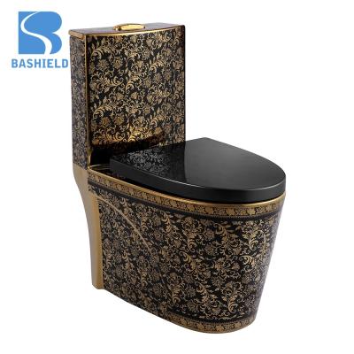 China Double-Flow Toilet High Quality Modern Watermark Ceramic Gold Squat Black Toilet for sale