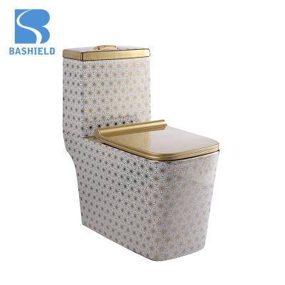 China Double-Flow China Factory Most Popular Modern Square Styled WC Toilets Gold for sale