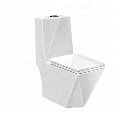 China Ceramic Double-Flow Toilet Down Wash Diamond Shape One Piece Bathroom Toilet for sale