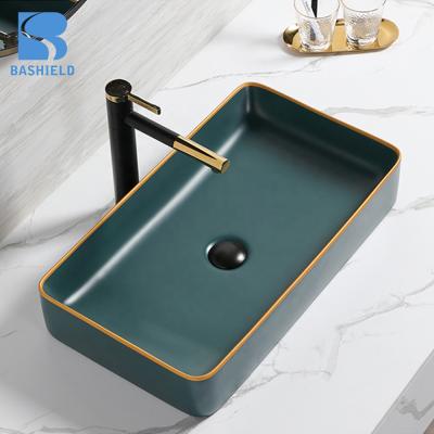 China Modern Bathroom Colored Ceramic Wash Delicate Appearance Countertop Basin Wash for sale