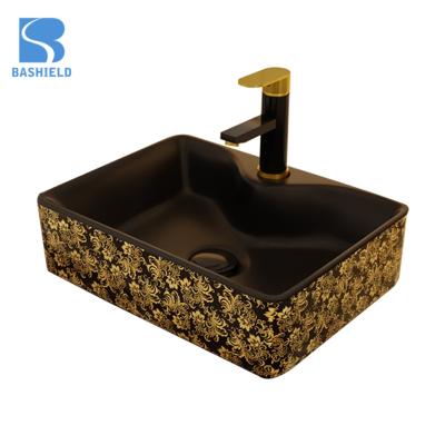 China Art Wash Basin Manufacturer Ceramic Contemporary Black Square Toilet Basin Sink for sale