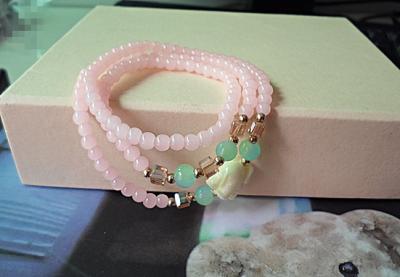 China Fashion woman pink glass crystal bracelets for sale