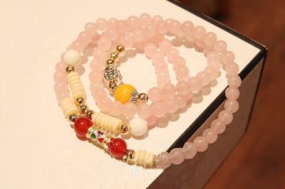 China Fashion woman citrine and pink quartz bracelets for sale