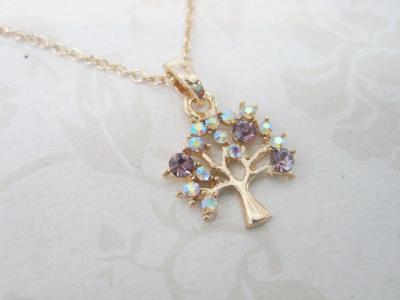 China Charm and fashion colored diamond necklaces tree decoration for sale