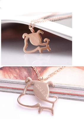 China Fashion women jewelry titanium steel pendant necklace 14k gold plated doggie necklace for sale