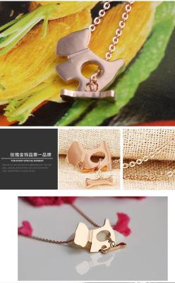 China Fashion women jewelry titanium steel pendant necklace 14k gold plated doggie necklace for sale