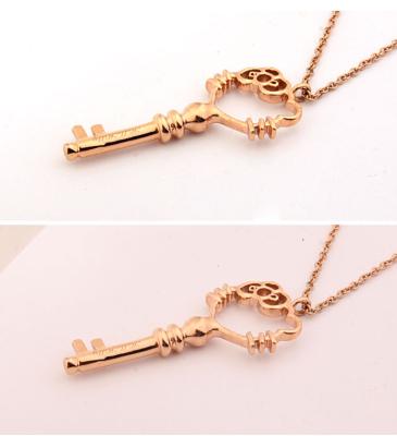 China Fashion women jewelry titanium steel pendant necklace rose gold plated key necklace for sale