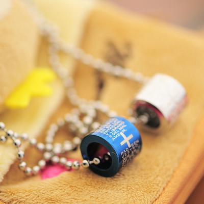 China Fashion couples jewelry stainless steel pendant necklace cylinder bible necklaces for sale