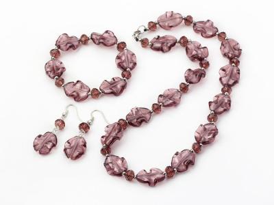 China Highest quality coloured glaze necklace bracelet eardrop woman Jewelry set low MOQ for sale