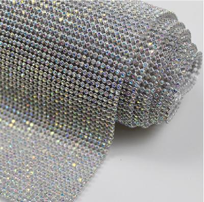 China LAIFENG Flatback Decoration Clothing Accessories 3mm 45*120cm Aluminum Sheet Crystal Hot Fix Mesh Sheet for sale