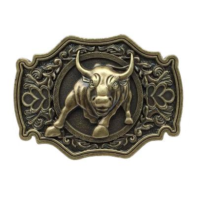 China Eco-friend factory wholesale metal antique silver bull western belt buckle hebillas for sale