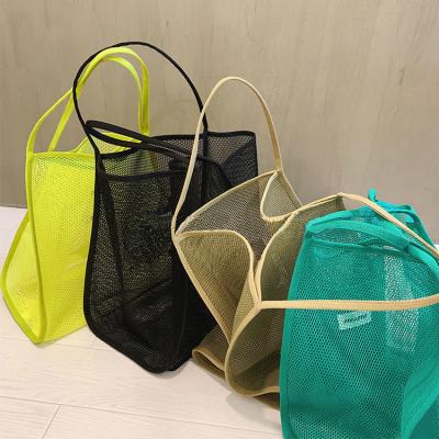 China Ladies Woven Water Resistant Women's Shopping Bag Luxury Bolsos De Mujer Mesh Beach Tote Bags de Femme Hollow Out Handbags For for sale