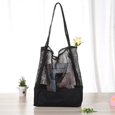 China Canvas Beach Tote Bags Cotton Mesh Net Durable Reusable Shoulder Bag for Grocery Shopping Bags, Reusable and Foldable for sale