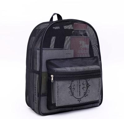 China 2022 Hot Sale Custom Logo Beach Bag Waterproof Net Hollow Kids Book Back Mesh Backpack College Student With Padded Shoulder Straps for sale