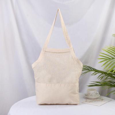 China Fashion New Arrival Cotton Mesh Tote Bag Solid Color Durable Shopping Bag Net Beach Bag for sale