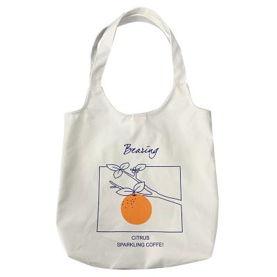 China PORTABLE Wholesale Washable Organic Cotton Tote Bag With Various Pocket Pattern Printed White Canvas Bag for sale