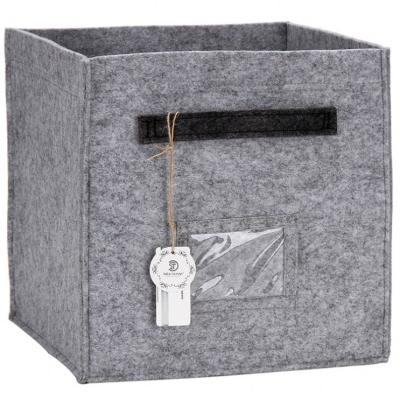 China Multi-Function Folding Felt Cube Storage Bin Organizer With Handles And Tag for sale