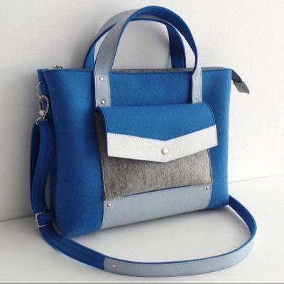 China 2019 hot selling lady eco blue felt leather felt bag for office for sale