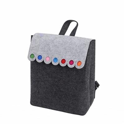 China Waterproof Felt Backpack with Colorful Dots Gray Lovely Handmade Backpack Fashionable Bag for sale