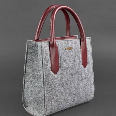 China Lady Felt Purse Leather Bag With Wool Zipper Casual And Office Bag Trending Now for sale