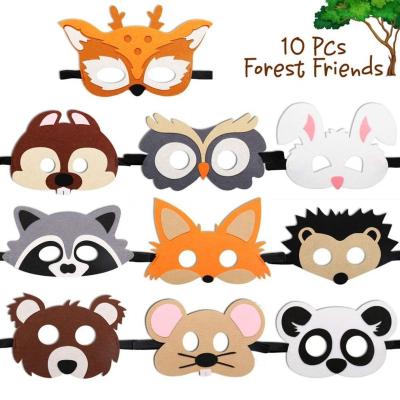 China Eco-Friendly Animals Felt Masks 10 Pcs Animal Camping Zoo Themed Woodland Creatures Cosplay Gifts Supplies For Kids for sale