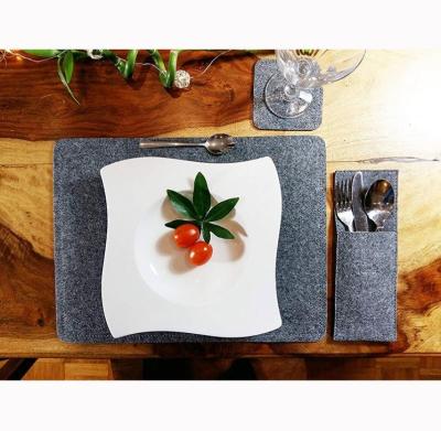 China Gray Felt Placemat Viable with Coasters and Cutlery Bags Kitchen Glass Placemat for sale